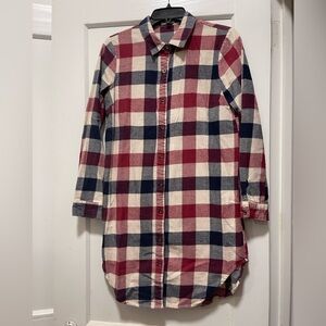 Plaid Button-Up Shirt Dress by Toffee Mocha